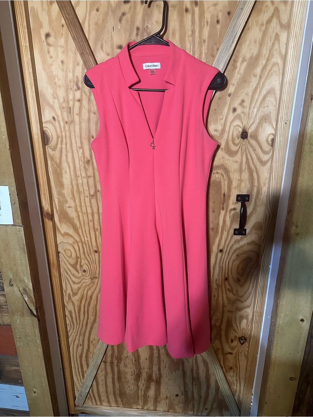 Calvin Klein Coral Sleeveless V-Neck A-Line Dress